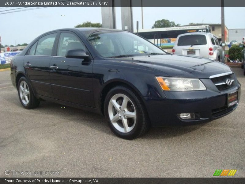 Deepwater Blue / Gray 2007 Hyundai Sonata Limited V6