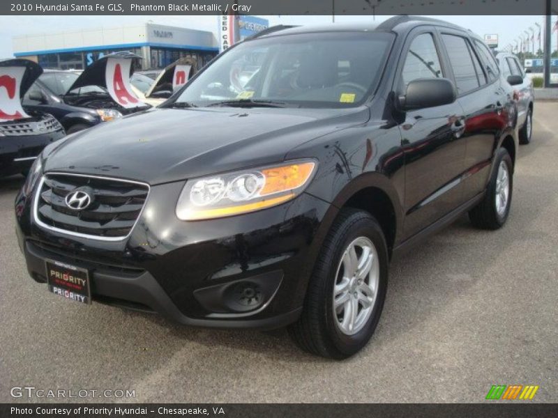 Phantom Black Metallic / Gray 2010 Hyundai Santa Fe GLS