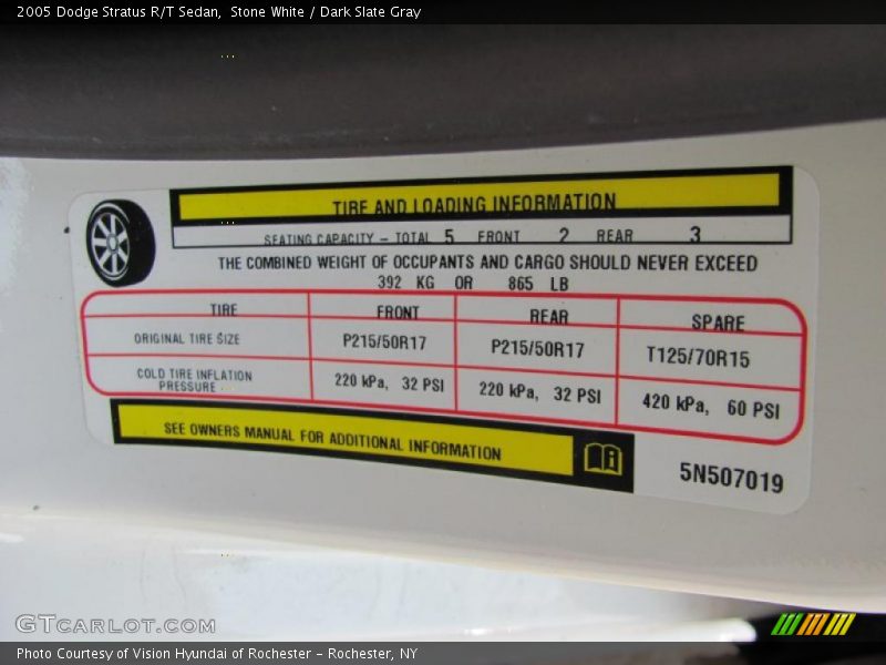 Stone White / Dark Slate Gray 2005 Dodge Stratus R/T Sedan