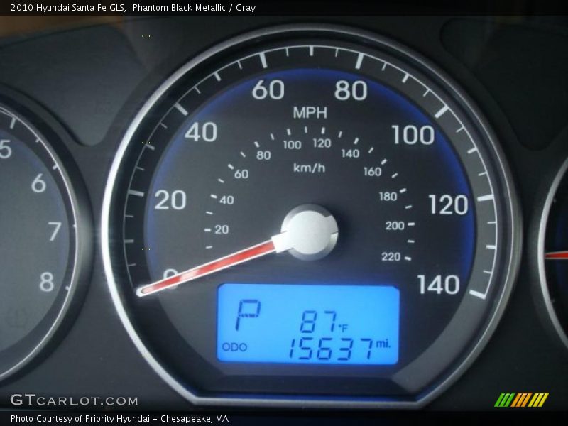 Phantom Black Metallic / Gray 2010 Hyundai Santa Fe GLS