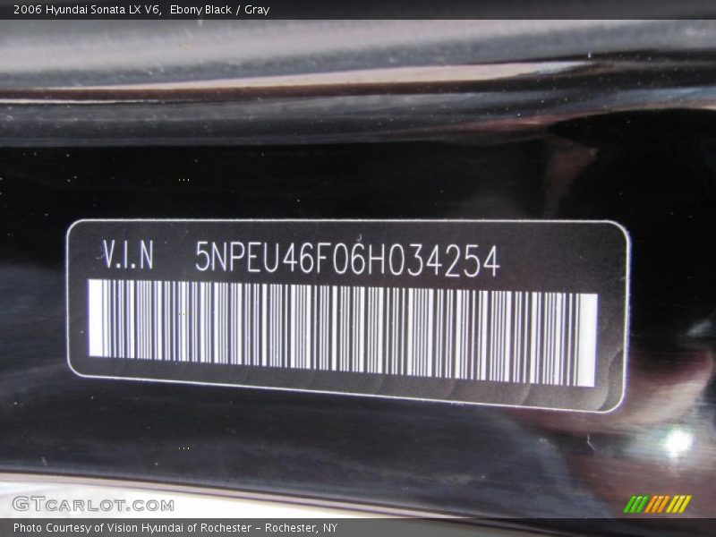 Ebony Black / Gray 2006 Hyundai Sonata LX V6