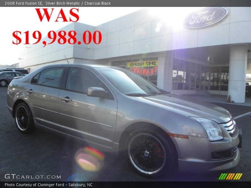 Silver Birch Metallic / Charcoal Black 2008 Ford Fusion SE