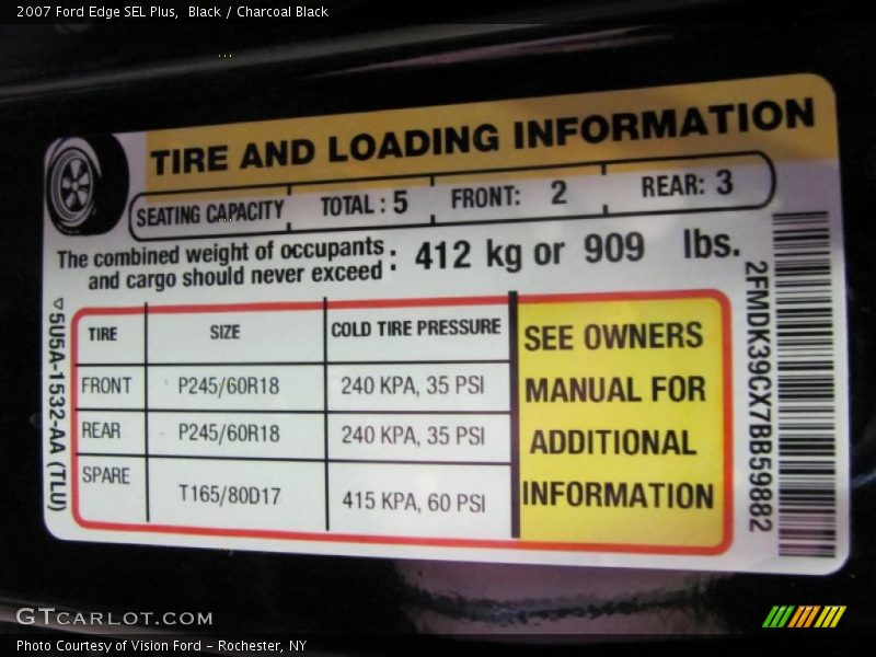 Black / Charcoal Black 2007 Ford Edge SEL Plus