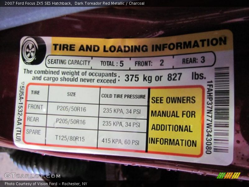 Dark Toreador Red Metallic / Charcoal 2007 Ford Focus ZX5 SES Hatchback