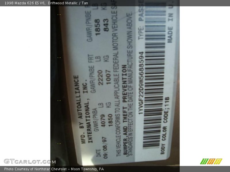 Driftwood Metallic / Tan 1998 Mazda 626 ES V6