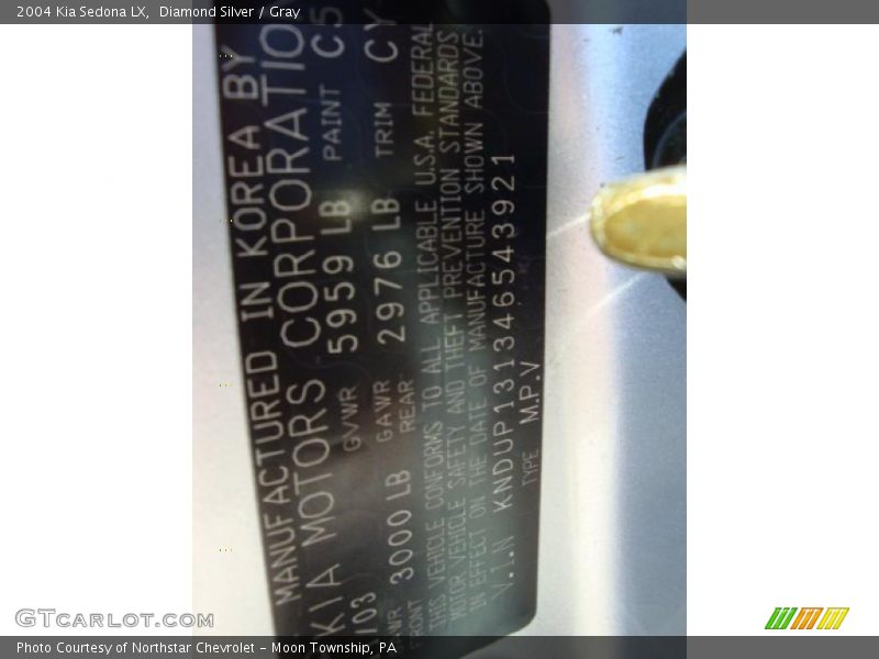 Diamond Silver / Gray 2004 Kia Sedona LX