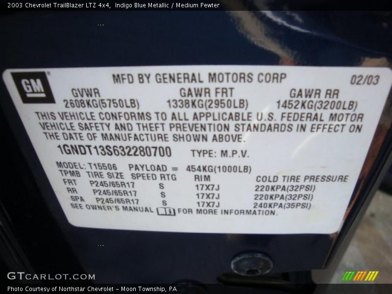 Indigo Blue Metallic / Medium Pewter 2003 Chevrolet TrailBlazer LTZ 4x4
