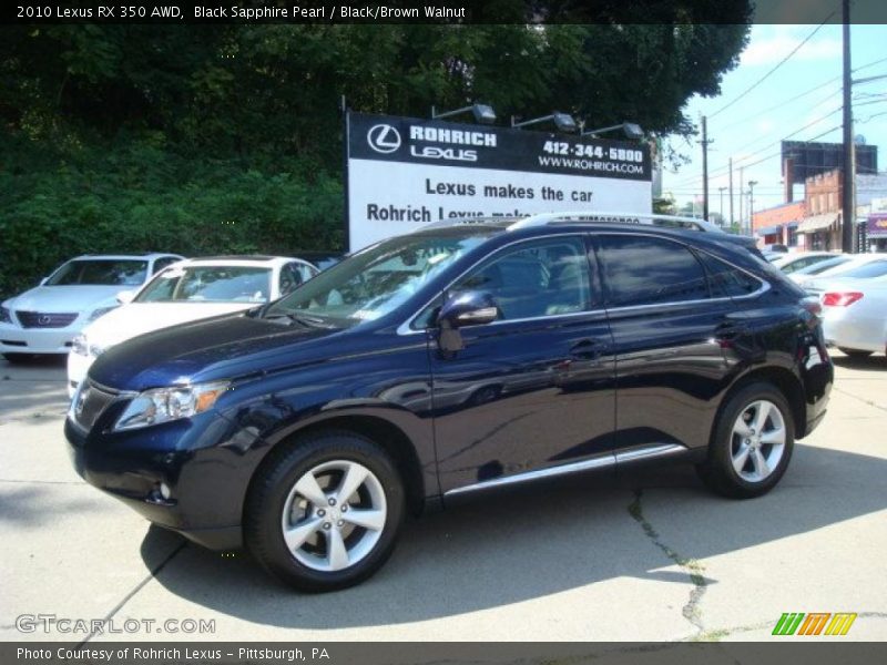 Black Sapphire Pearl / Black/Brown Walnut 2010 Lexus RX 350 AWD