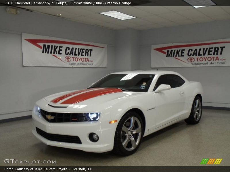 Summit White / Black/Inferno Orange 2010 Chevrolet Camaro SS/RS Coupe