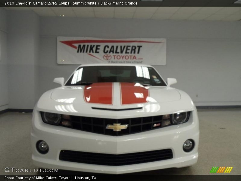 Summit White / Black/Inferno Orange 2010 Chevrolet Camaro SS/RS Coupe