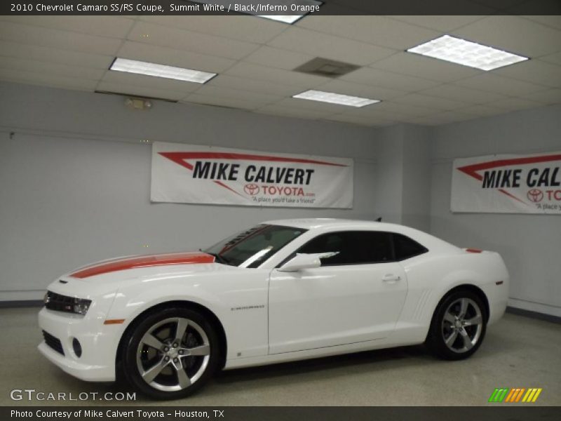 Summit White / Black/Inferno Orange 2010 Chevrolet Camaro SS/RS Coupe