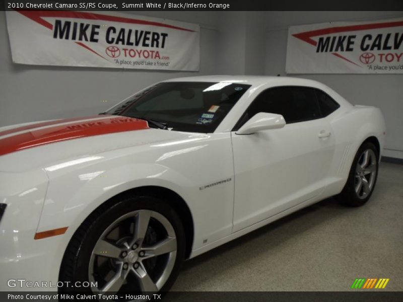 Summit White / Black/Inferno Orange 2010 Chevrolet Camaro SS/RS Coupe