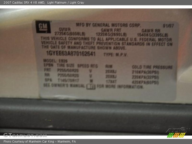 Light Platinum / Light Gray 2007 Cadillac SRX 4 V8 AWD
