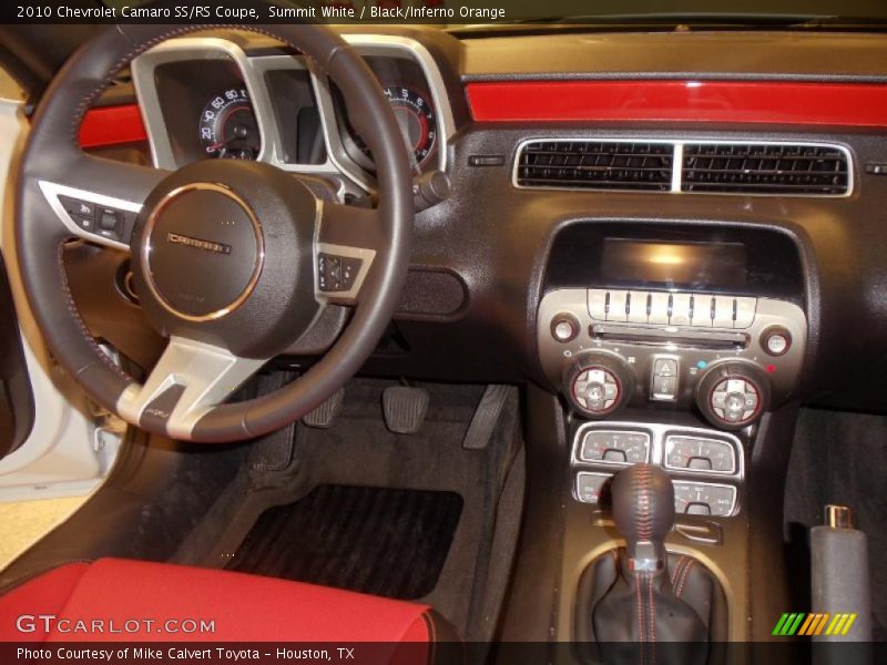 Summit White / Black/Inferno Orange 2010 Chevrolet Camaro SS/RS Coupe