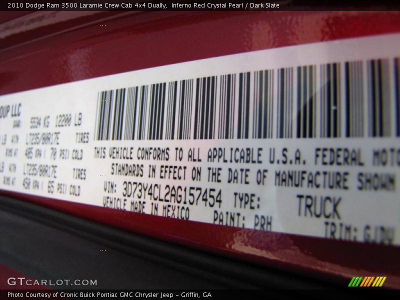 Inferno Red Crystal Pearl / Dark Slate 2010 Dodge Ram 3500 Laramie Crew Cab 4x4 Dually
