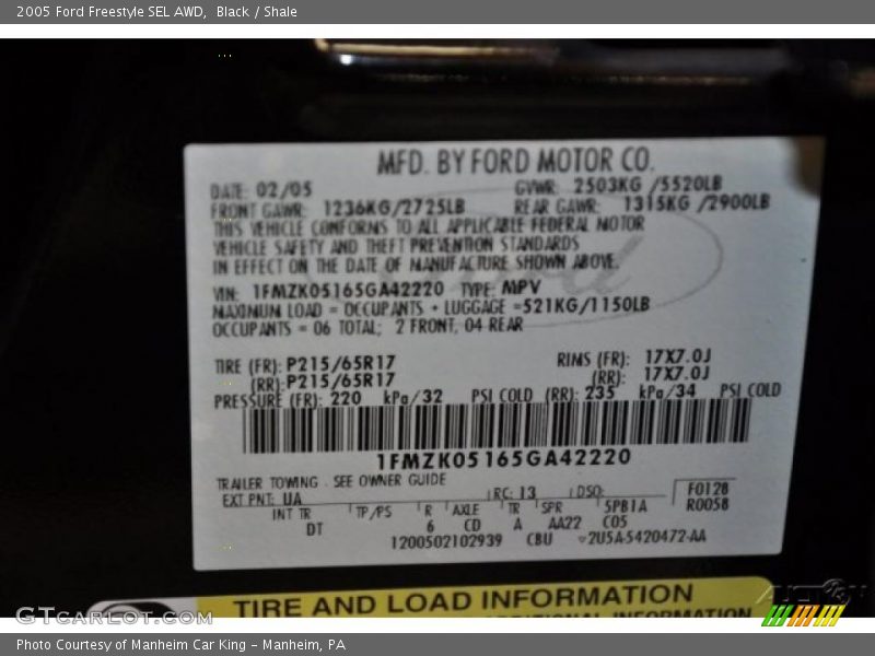 Black / Shale 2005 Ford Freestyle SEL AWD