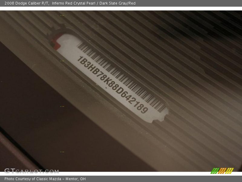 Inferno Red Crystal Pearl / Dark Slate Gray/Red 2008 Dodge Caliber R/T