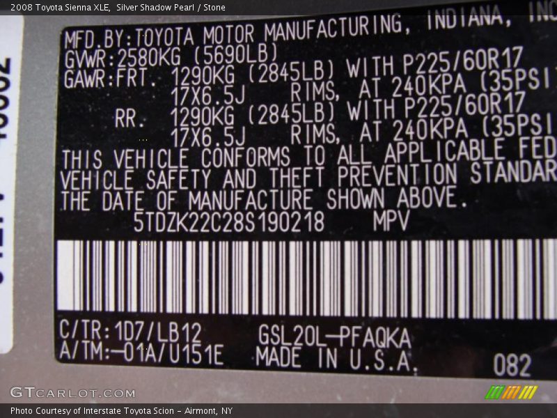 Silver Shadow Pearl / Stone 2008 Toyota Sienna XLE