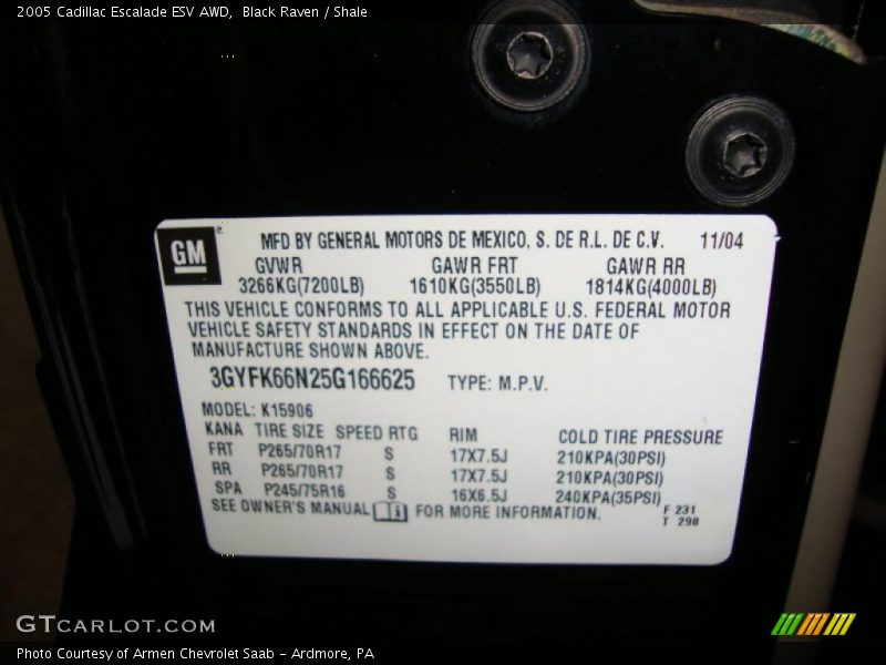 Black Raven / Shale 2005 Cadillac Escalade ESV AWD