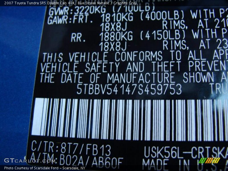 Blue Streak Metallic / Graphite Gray 2007 Toyota Tundra SR5 Double Cab 4x4