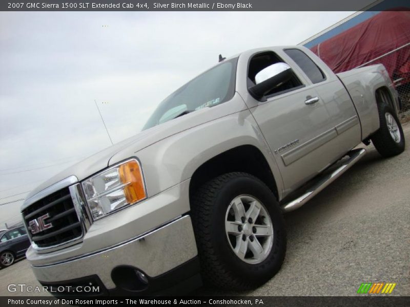 Silver Birch Metallic / Ebony Black 2007 GMC Sierra 1500 SLT Extended Cab 4x4