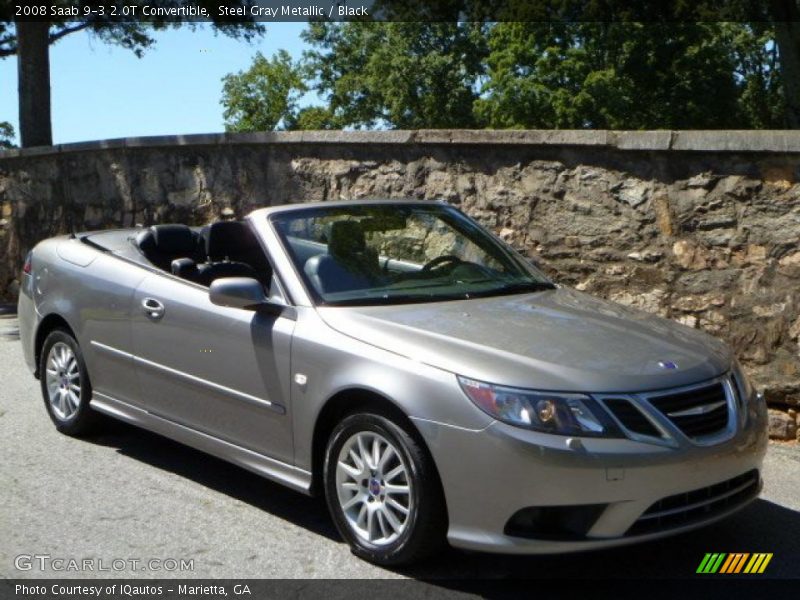 Steel Gray Metallic / Black 2008 Saab 9-3 2.0T Convertible