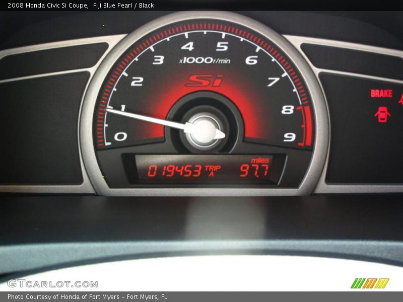 Fiji Blue Pearl / Black 2008 Honda Civic Si Coupe