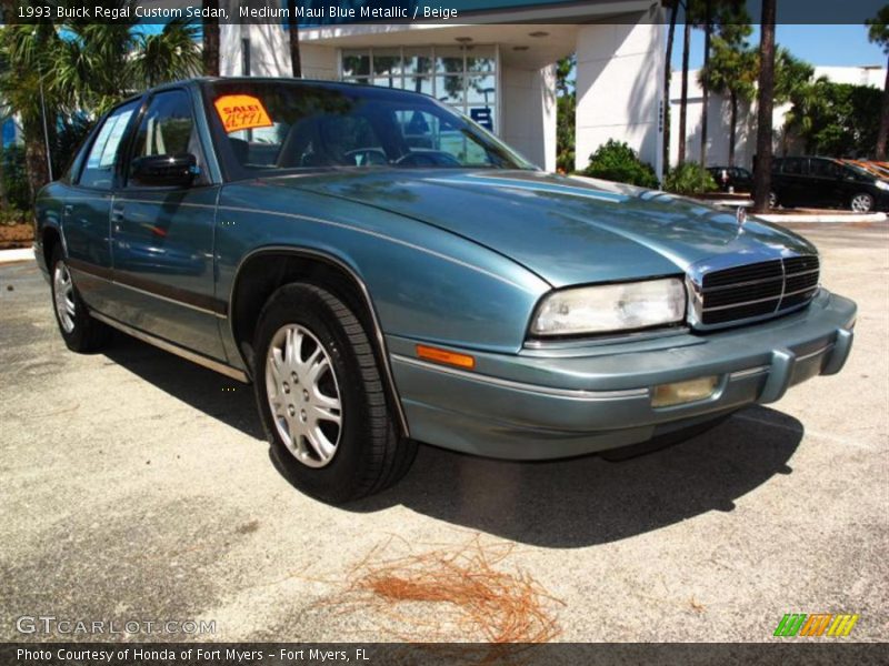 Medium Maui Blue Metallic / Beige 1993 Buick Regal Custom Sedan