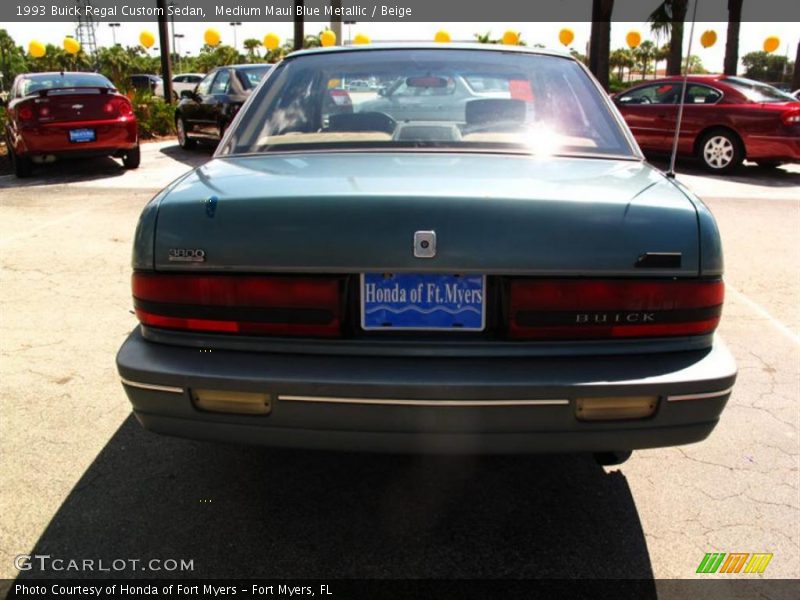 Medium Maui Blue Metallic / Beige 1993 Buick Regal Custom Sedan