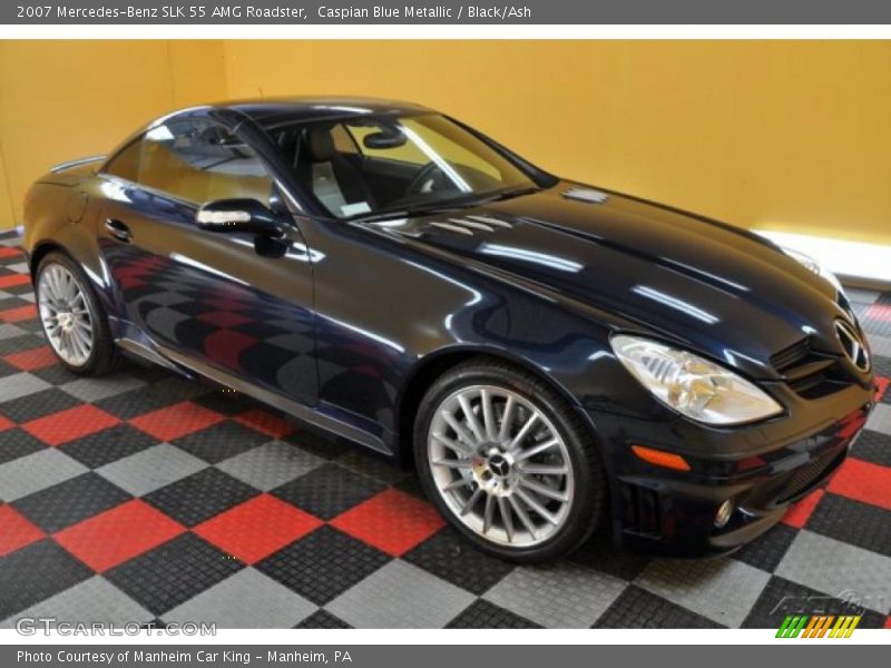 Caspian Blue Metallic / Black/Ash 2007 Mercedes-Benz SLK 55 AMG Roadster