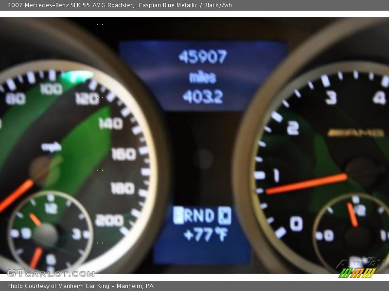 Caspian Blue Metallic / Black/Ash 2007 Mercedes-Benz SLK 55 AMG Roadster