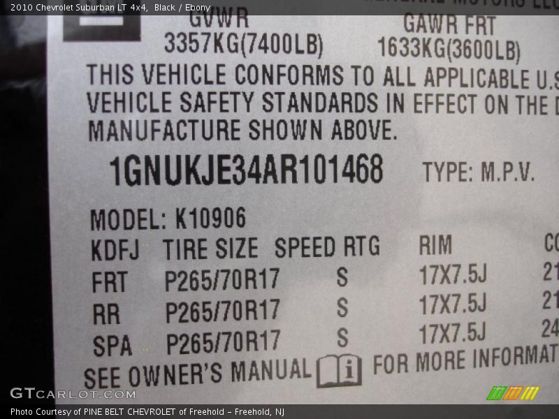 Black / Ebony 2010 Chevrolet Suburban LT 4x4