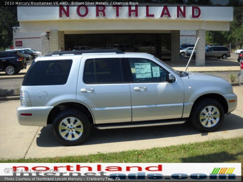 Brilliant Silver Metallic / Charcoal Black 2010 Mercury Mountaineer V6 AWD