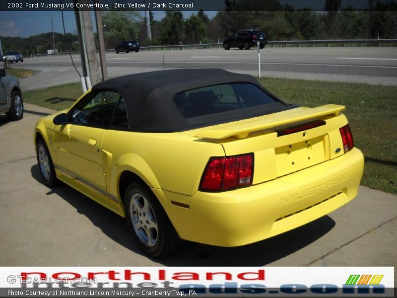 Zinc Yellow / Dark Charcoal 2002 Ford Mustang V6 Convertible