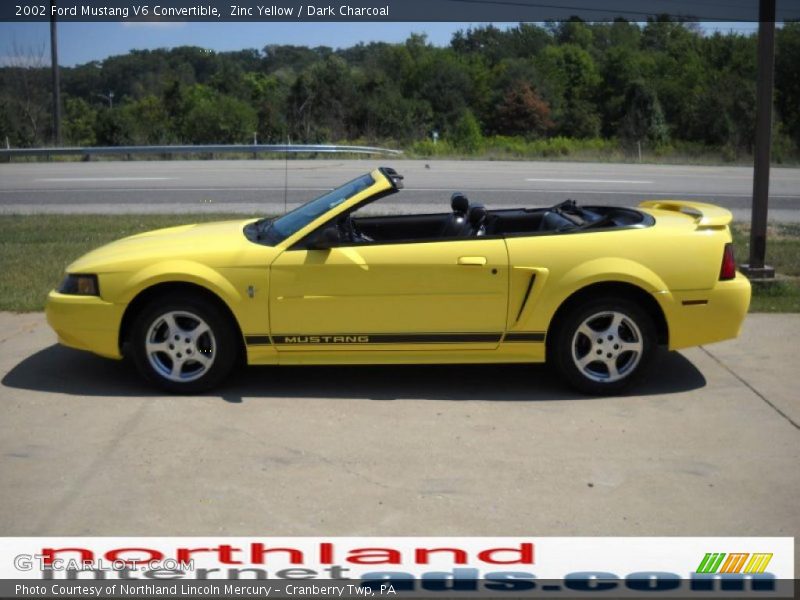 Zinc Yellow / Dark Charcoal 2002 Ford Mustang V6 Convertible