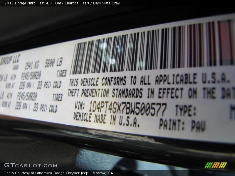 Dark Charcoal Pearl / Dark Slate Gray 2011 Dodge Nitro Heat 4.0