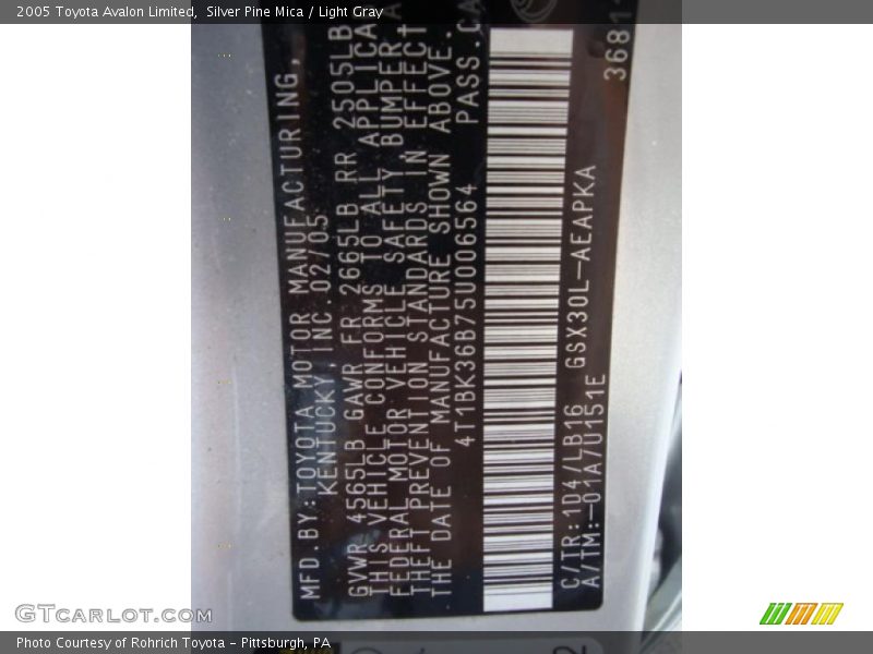 Silver Pine Mica / Light Gray 2005 Toyota Avalon Limited