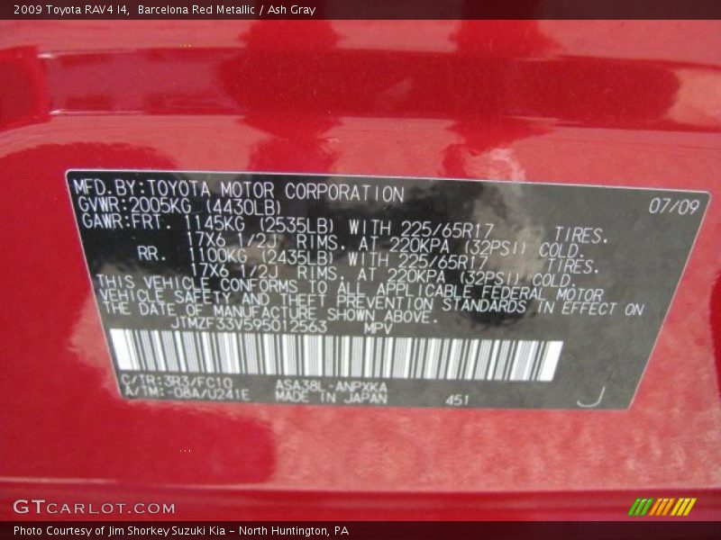 Barcelona Red Metallic / Ash Gray 2009 Toyota RAV4 I4