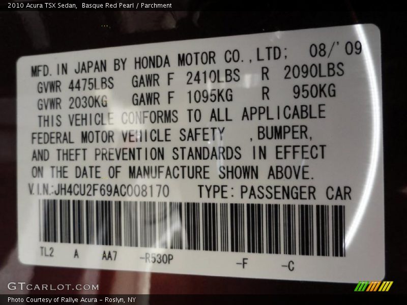 Basque Red Pearl / Parchment 2010 Acura TSX Sedan