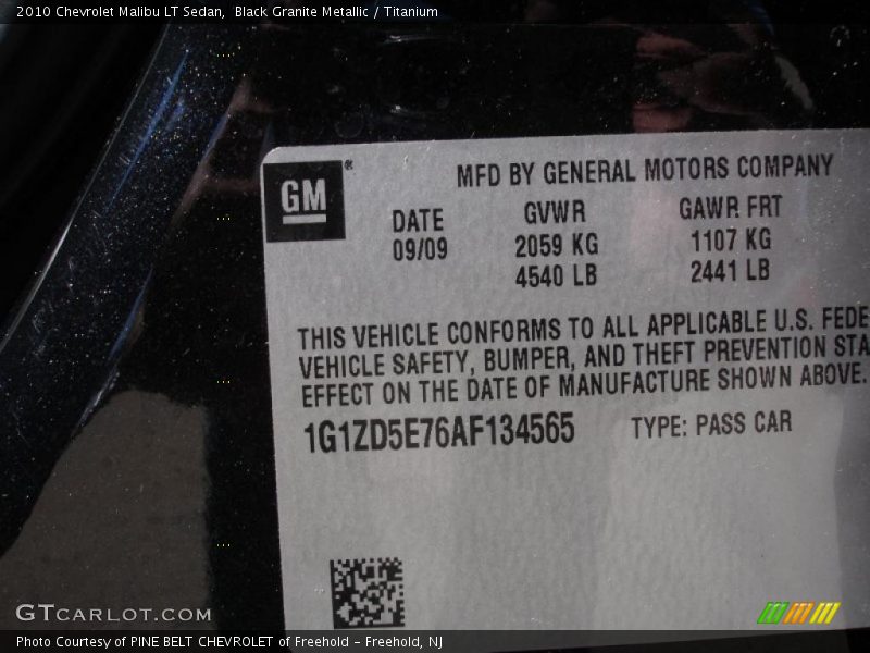 Black Granite Metallic / Titanium 2010 Chevrolet Malibu LT Sedan