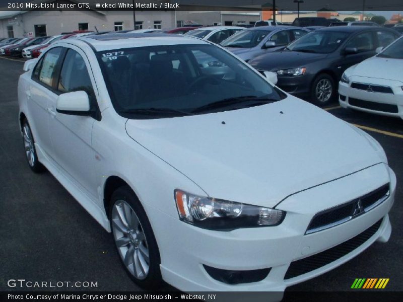 Wicked White Metallic / Black 2010 Mitsubishi Lancer GTS