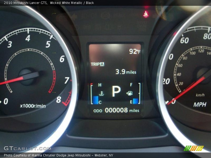 Wicked White Metallic / Black 2010 Mitsubishi Lancer GTS