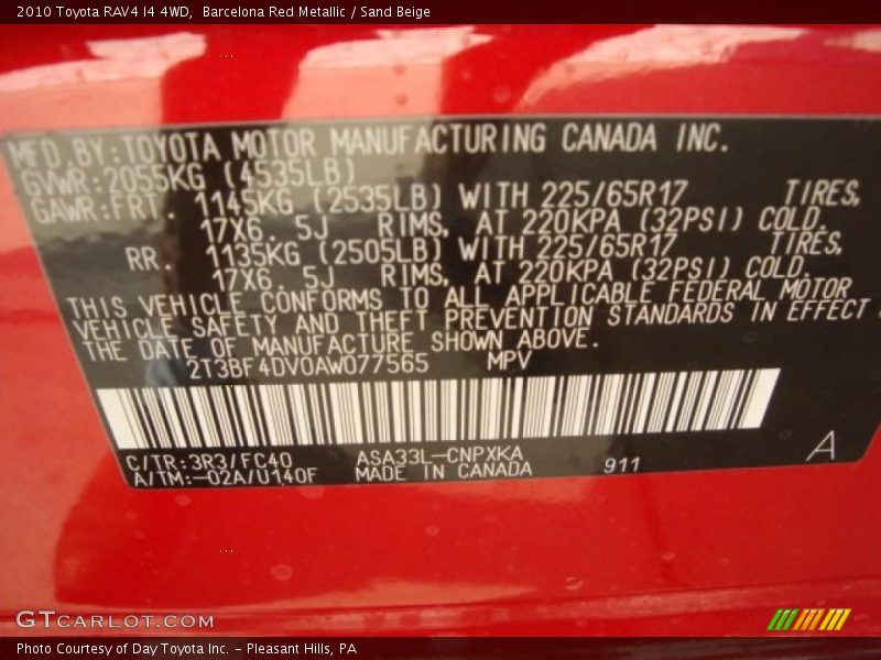 Barcelona Red Metallic / Sand Beige 2010 Toyota RAV4 I4 4WD