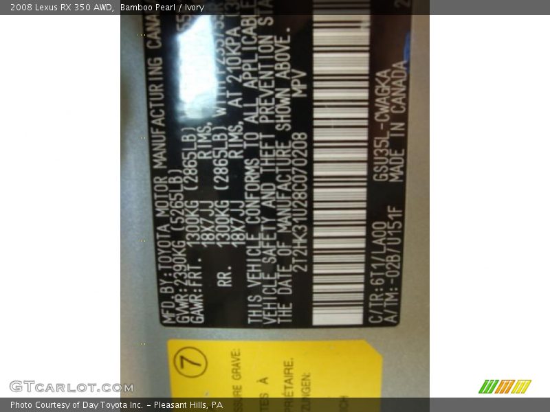 Bamboo Pearl / Ivory 2008 Lexus RX 350 AWD