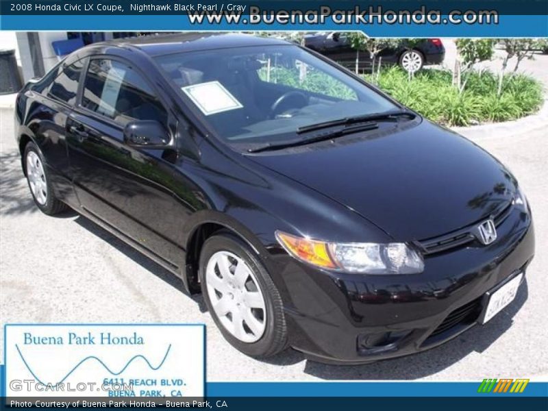 Nighthawk Black Pearl / Gray 2008 Honda Civic LX Coupe