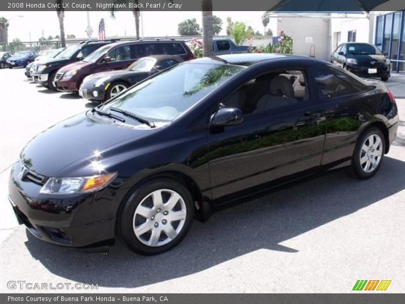 Nighthawk Black Pearl / Gray 2008 Honda Civic LX Coupe