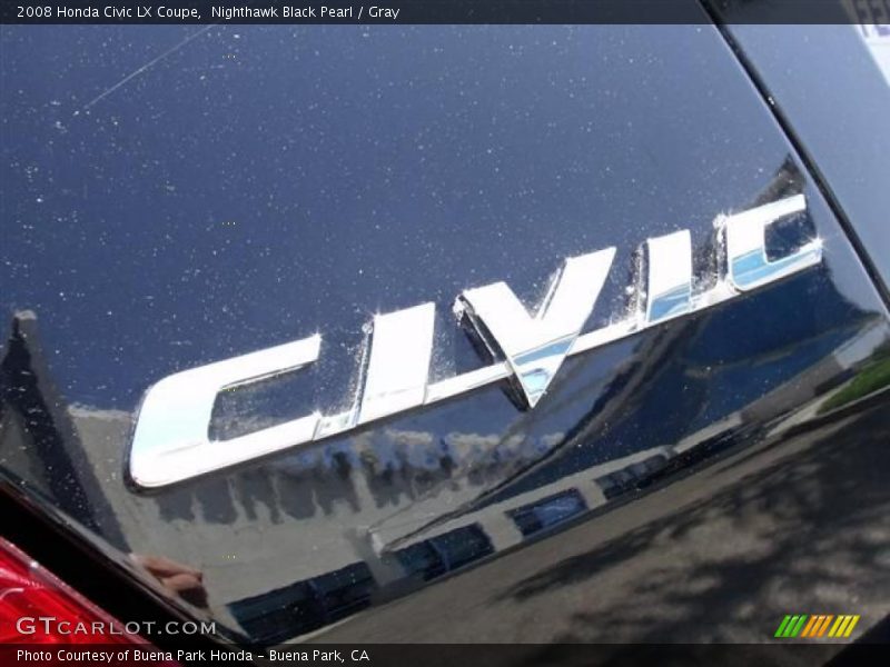 Nighthawk Black Pearl / Gray 2008 Honda Civic LX Coupe