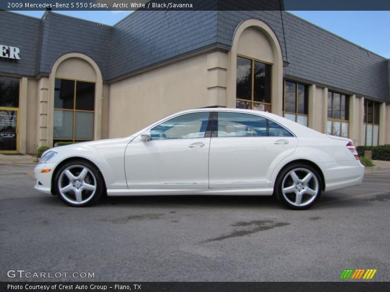 Arctic White / Black/Savanna 2009 Mercedes-Benz S 550 Sedan