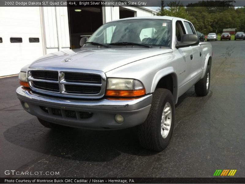 Bright Silver Metallic / Dark Slate Gray 2002 Dodge Dakota SLT Quad Cab 4x4