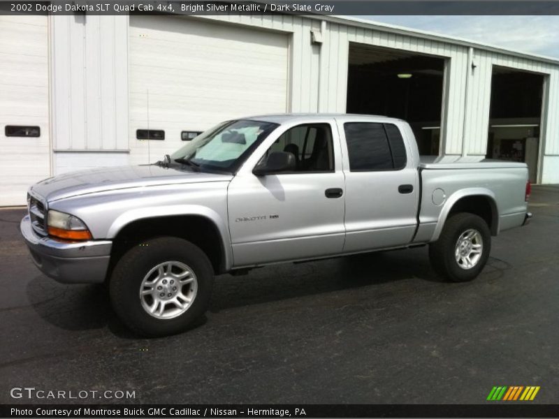 Bright Silver Metallic / Dark Slate Gray 2002 Dodge Dakota SLT Quad Cab 4x4